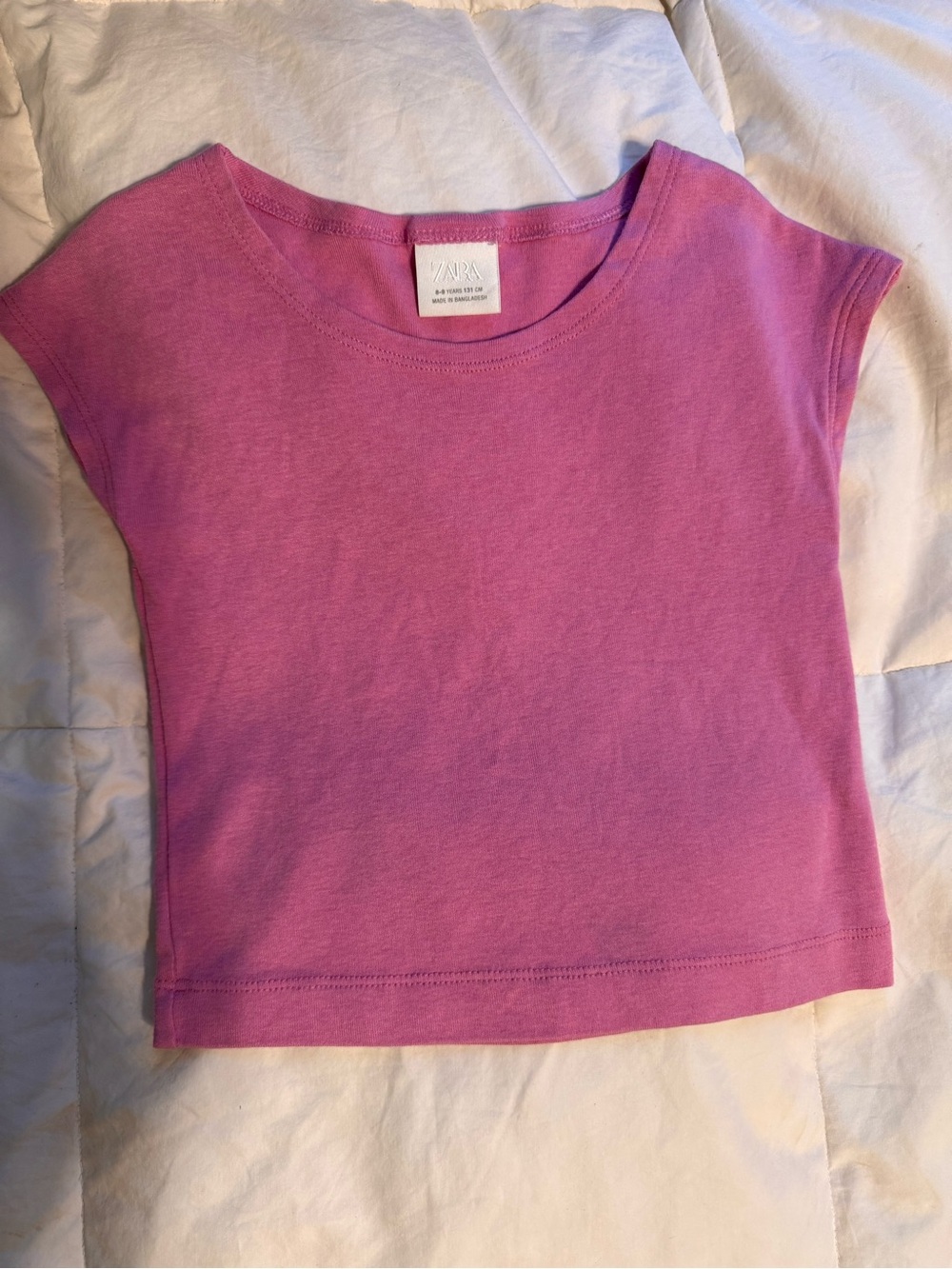 Zara Pink Crewneck Cap Sleeve Tee